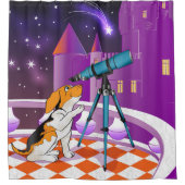 Rideaux De Douche Chiot et télescope beige rouge (Devant)