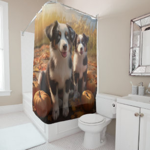 Rideaux De Douche Chiots Berger Australien Délice d'Automne Citrouil
