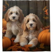Rideaux De Douche Chiots Cockapoo Délice d'Automne Citrouille (Devant)
