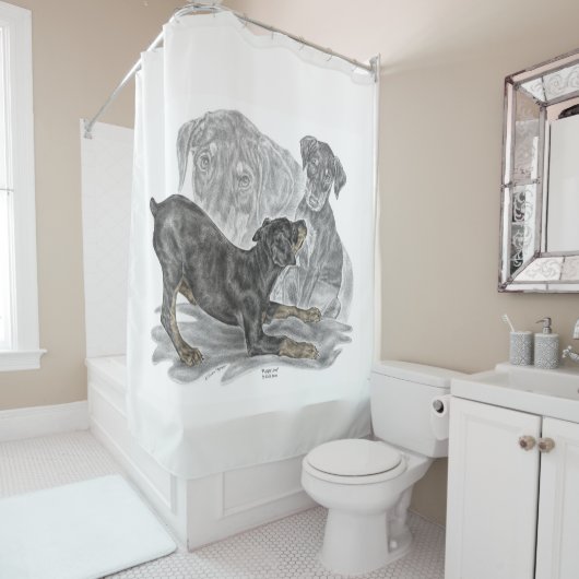 Rideaux De Douche Chiots Doberman Pinscher (En situation)