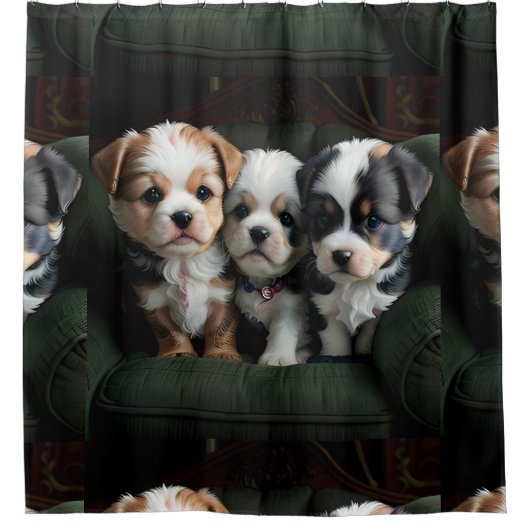 Rideaux De Douche Chiots Spéciaux Mignons 2 (Devant)