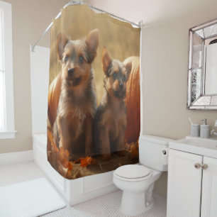 Rideaux De Douche Chiots Terrier Australien Délice d'Automne Citroui