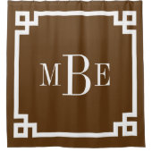 Rideaux De Douche Chocolat Brown Grèce Key Bordure Monogramme (Devant)