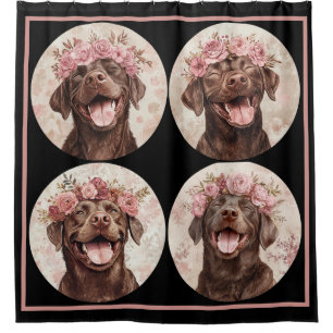 Rideaux De Douche Chocolat Labrador Retriever Chien rose noir