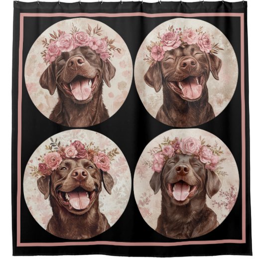 Rideaux De Douche Chocolat Labrador Retriever Chien rose noir (Devant)