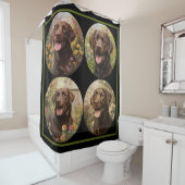 Rideaux De Douche Chocolat Labrador Retriever Dog Black Green (En situation)