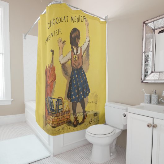 Rideaux De Douche Chocolat Menier Petite fille Mur écriture (En situation)