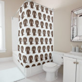 Rideaux De Douche Chocolat mignonne Longhé Brown Motif Dachshund (En situation)