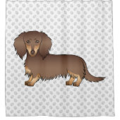 Rideaux De Douche Chocolat & Tan Long Cheveux Dachshund Chien & Pâte (Devant)