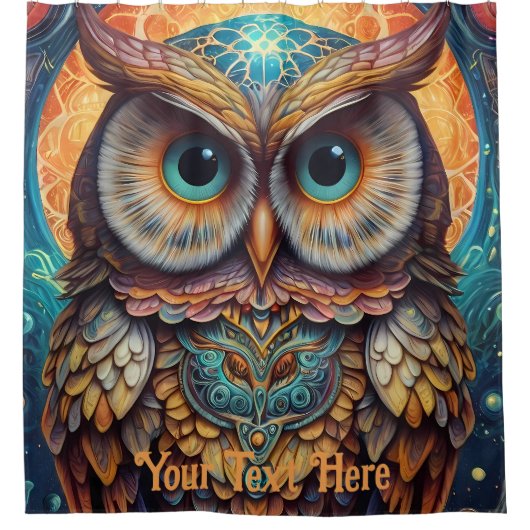 Rideaux De Douche Chouette cosmique : Sagesse vive (Devant)