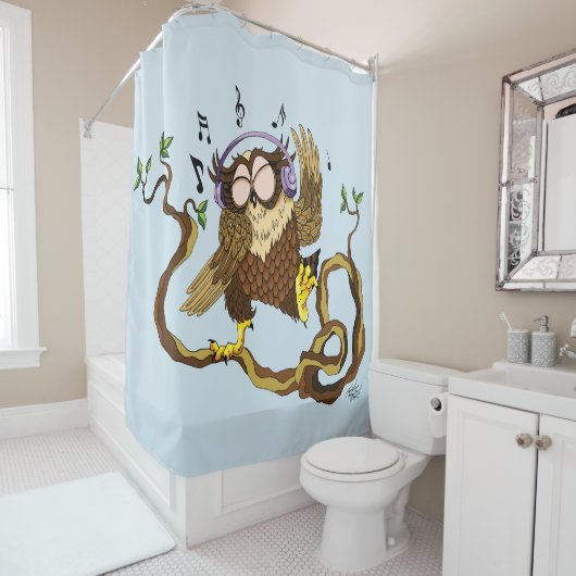 Rideaux De Douche Chouette du Soleil (En situation)