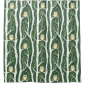 Rideaux De Douche Chouette lunaire et Motif de bouleau (Devant)