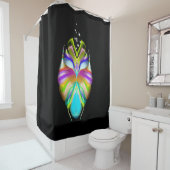 Rideaux De Douche Chouette Oracle noire et multicouleur (En situation)