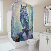 Rideaux De Douche Chouette pourpre et Turquoise (En situation)