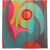 Rideaux De Douche Chouette rétro abstraite (Devant)