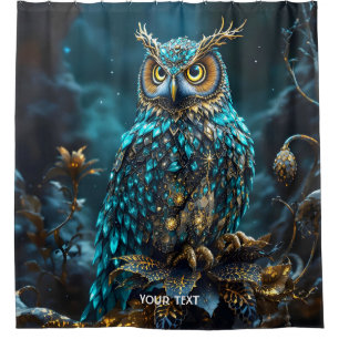 Rideaux De Douche Chouette Turquoise en laiton Imaginaire