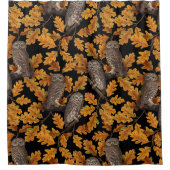 Rideaux De Douche Chouettes d'automne sur noir (Devant)