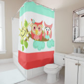 Rideaux De Douche Chouettes lunaires sur Branche avec soleil (En situation)