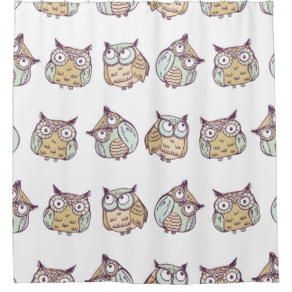 Rideaux De Douche Chouettes mignonnes : motif vintage sans soudure.