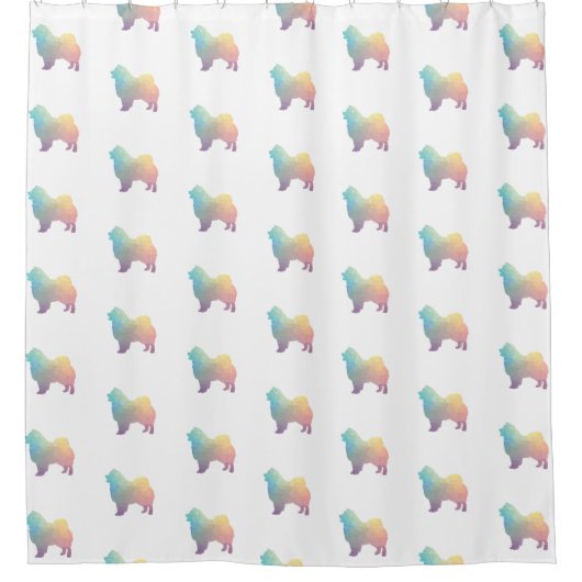 Rideaux De Douche Chow Chow Chien race Geo Silhouette Pastel (Devant)