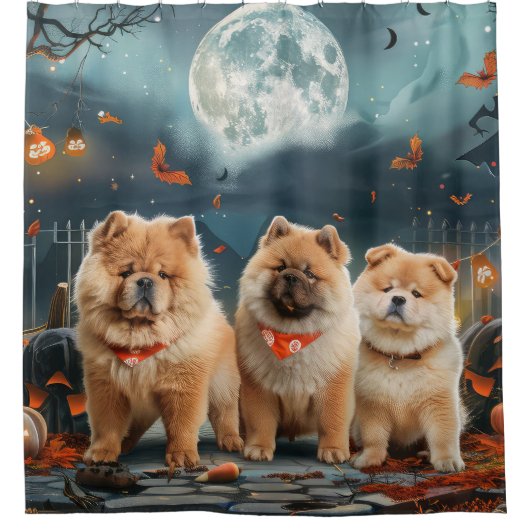 Rideaux De Douche Chow Chow Halloween Éffrayant (Devant)