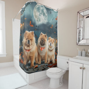 Rideaux De Douche Chow Chow Halloween Épouvante