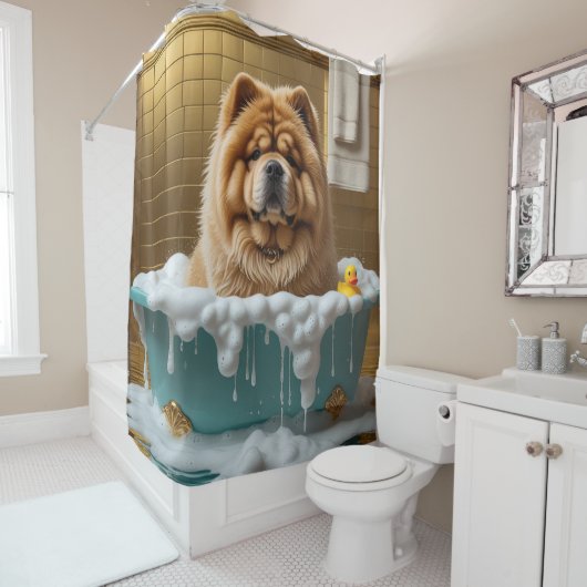 Rideaux De Douche Chow Chow Sloppy Sleepy mignonne drôle (En situation)