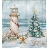 Rideaux De Douche Christmas at the Beach - Lighthouse Christmas Tree (Devant)
