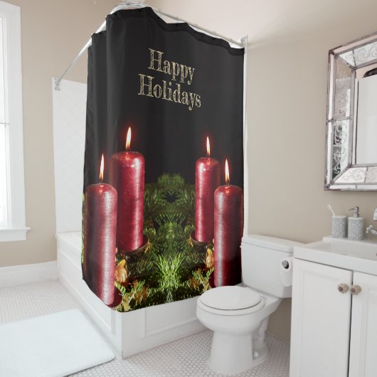 Rideaux De Douche Christmas Celebration Red Candles Winter Holidays (En situation)