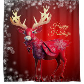 Rideaux De Douche Christmas Celebration Red Reindeer Winter Holidays (Devant)