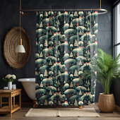 Rideaux De Douche Christmas Folk Art Black Shower Curtain