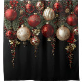 Rideaux De Douche Christmas Ornaments Gold Holly Pine Branches (Devant)
