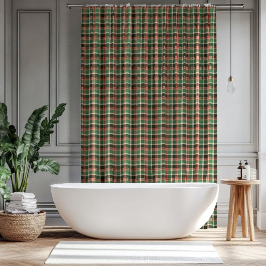 Rideaux De Douche Christmas Plaid Curtain Red Green Gift for Home