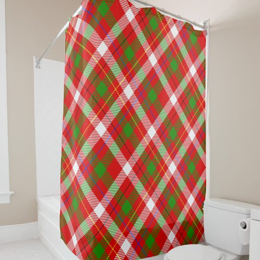 Rideaux De Douche Christmas Red Green White Flannel Plaid Design 