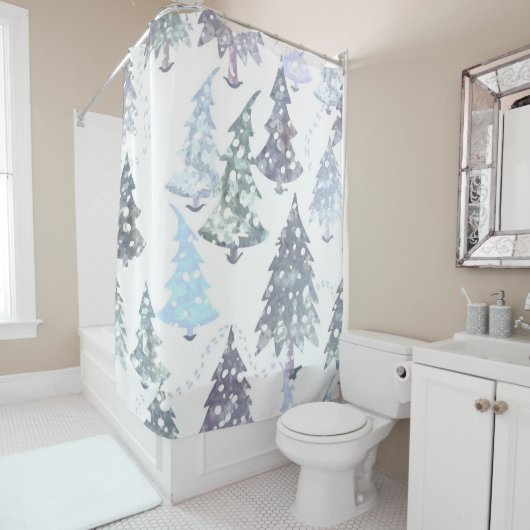 Rideaux De Douche Christmas tree pattern (En situation)
