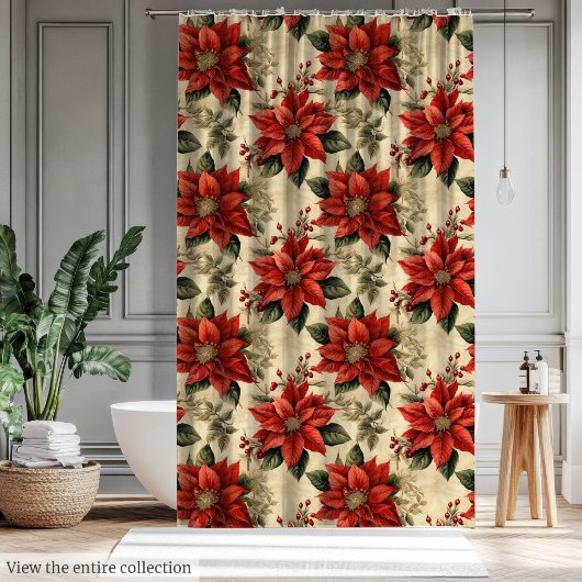 Rideaux De Douche Christmas Watercolor Curtain with Rustic Elegance