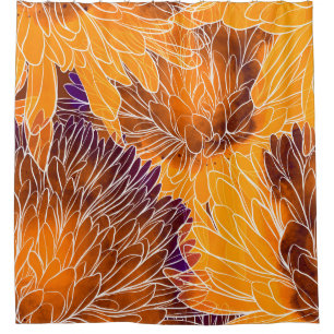 Rideaux De Douche Chrysanthème japonais : Aquarelle incolore