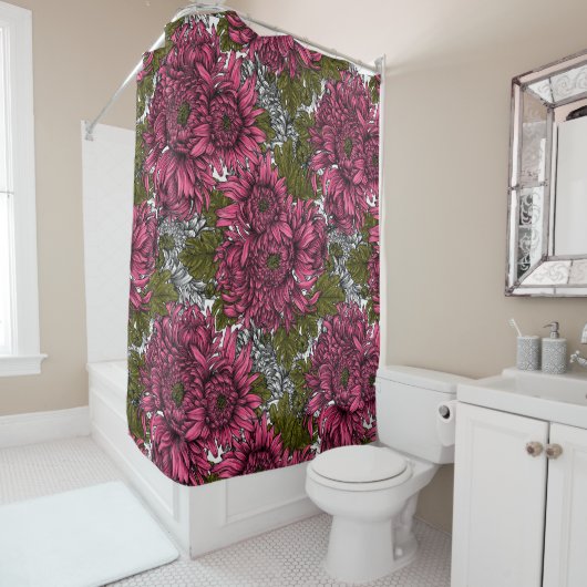 Rideaux De Douche Chrysanthème rose (En situation)