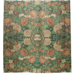Rideaux De Douche  Chrysanthèmes William Morris Art Nouveau floral 