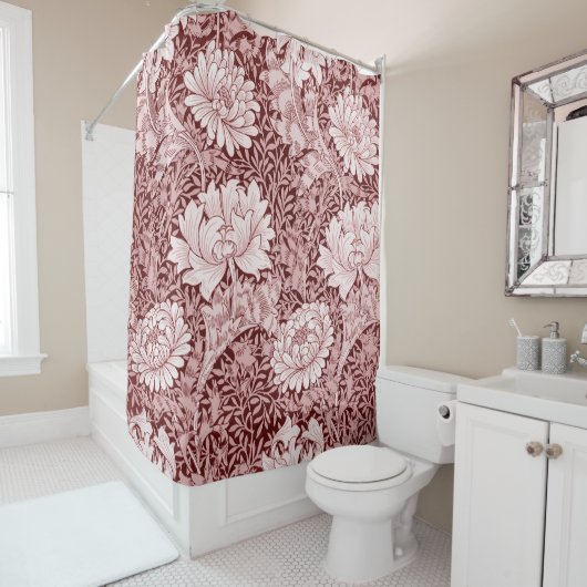 Rideaux De Douche Chrysanthemum Maroon, William Morris (En situation)