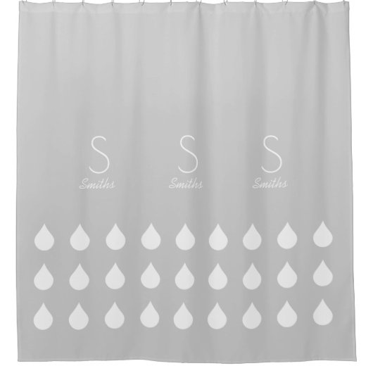 Rideaux De Douche chute blanche avec nom de famille et initiale (Devant)