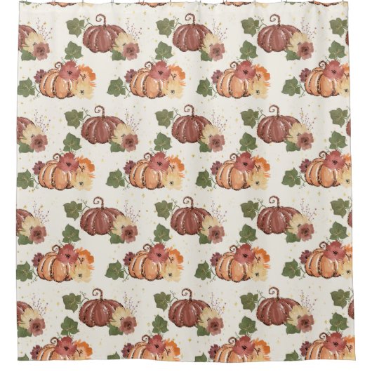 Rideaux De Douche Chute Citrouille d'aquarelle (Devant)