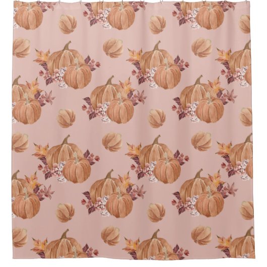 Rideaux De Douche Chute de Citrouilles d'aquarelle (Devant)