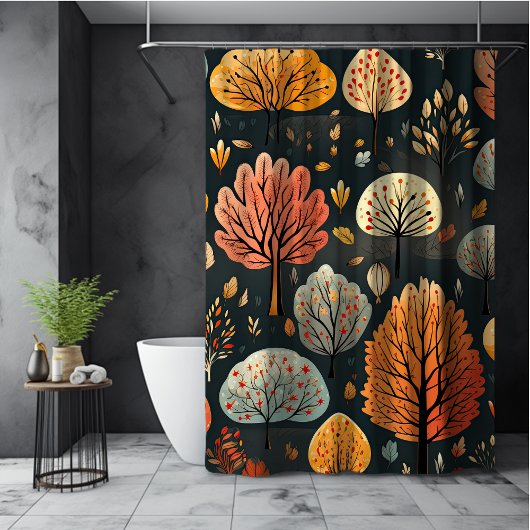 Rideaux De Douche Chutes d'automne lunaires et motif feuille