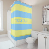 Rideaux De Douche Ciel bleu jaune clair gras H rayure #3 Monogramme (En situation)