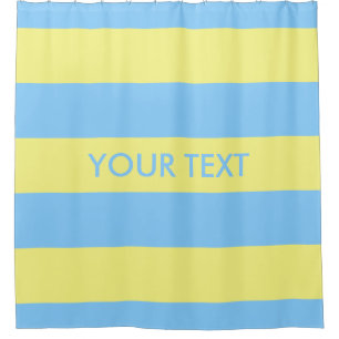Rideaux De Douche Ciel bleu jaune clair gras H rayure #3 Monogramme