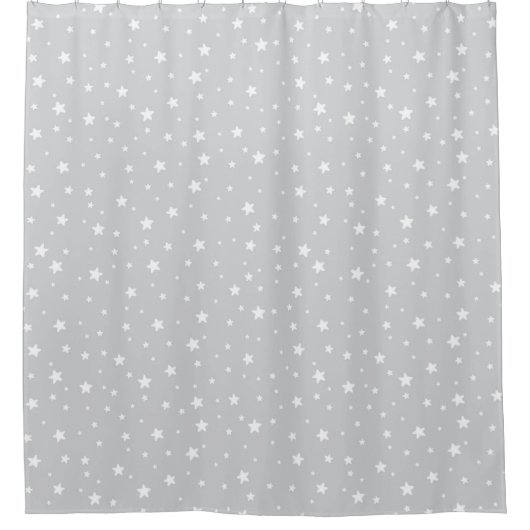 Rideaux De Douche Ciel céleste gris et étoiles blanches (Devant)