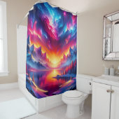 Rideaux De Douche "Ciel cosmique avec coucher de soleil enflammé" (En situation)