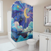 Rideaux De Douche Ciel nocturne - Art numérique Mosaic (En situation)