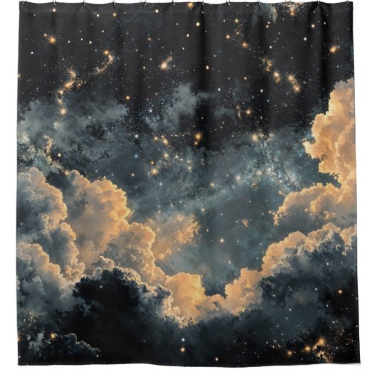 Rideaux De Douche Ciel nocturne avec étoiles (Devant)